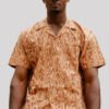 Giraffe Print Pleated Short-Sleeve Shirt