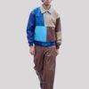 Colorblock Lambskin Leather Jacket – Contemporary Streetwear Style